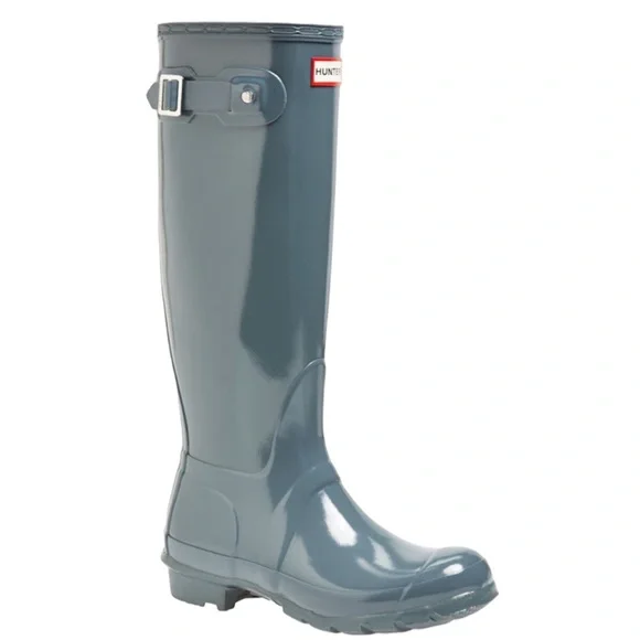 HUNTER RAIN BOOTS Original Tall Gloss Gray Women s Size 8 US 39 EU 6 UK